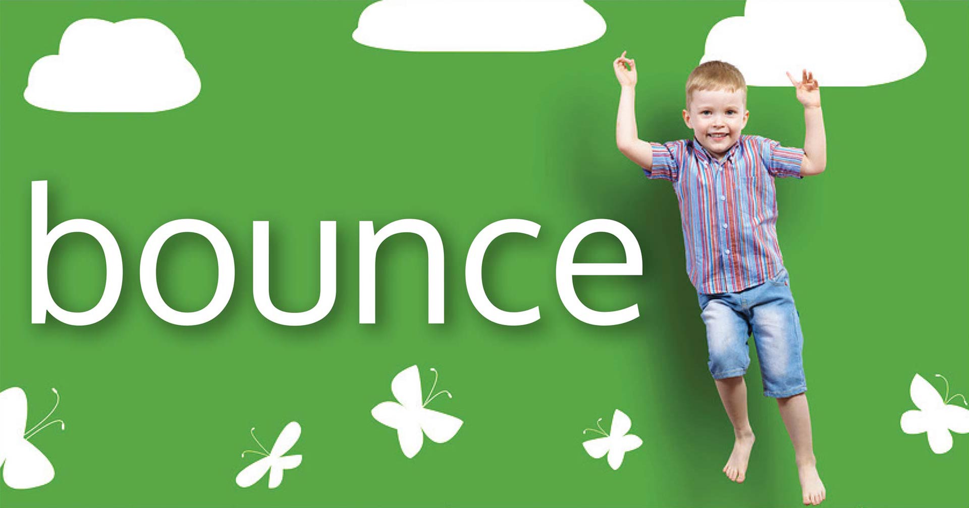 happy boy jumping and bouncing