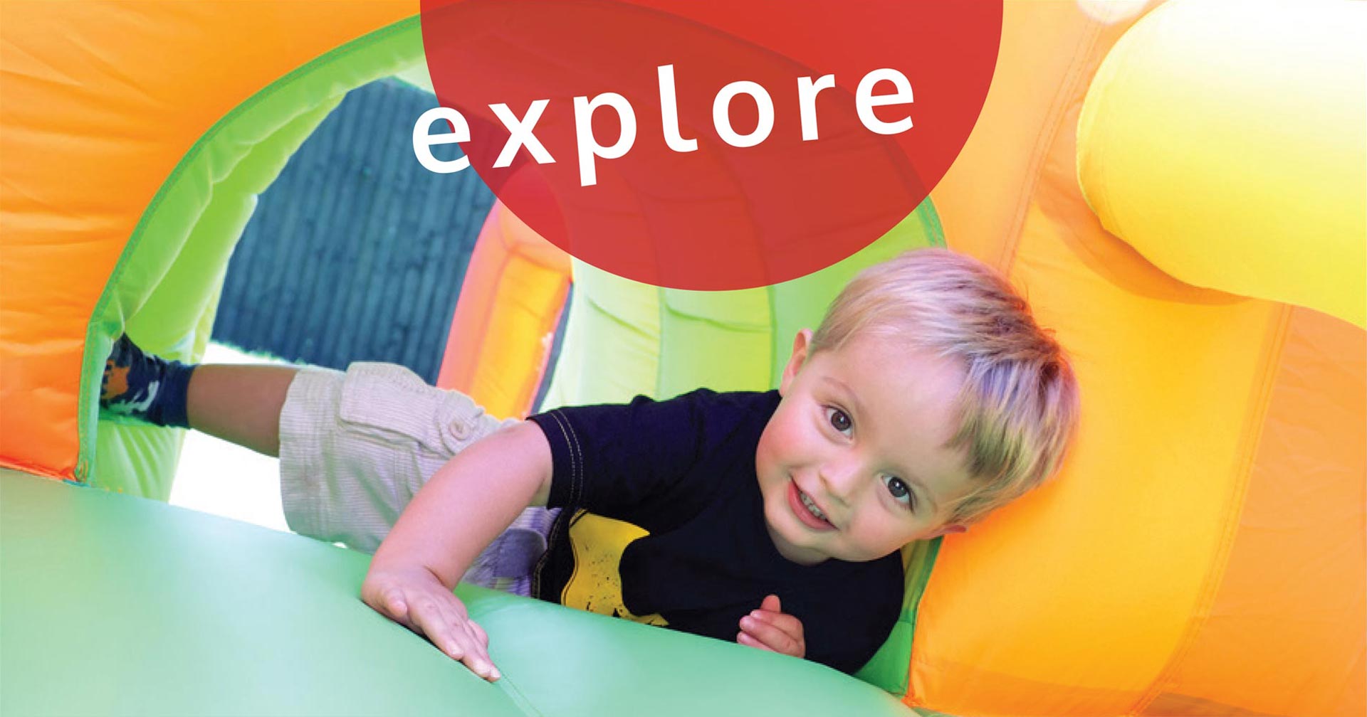 boy exploring interactive inflatable playground